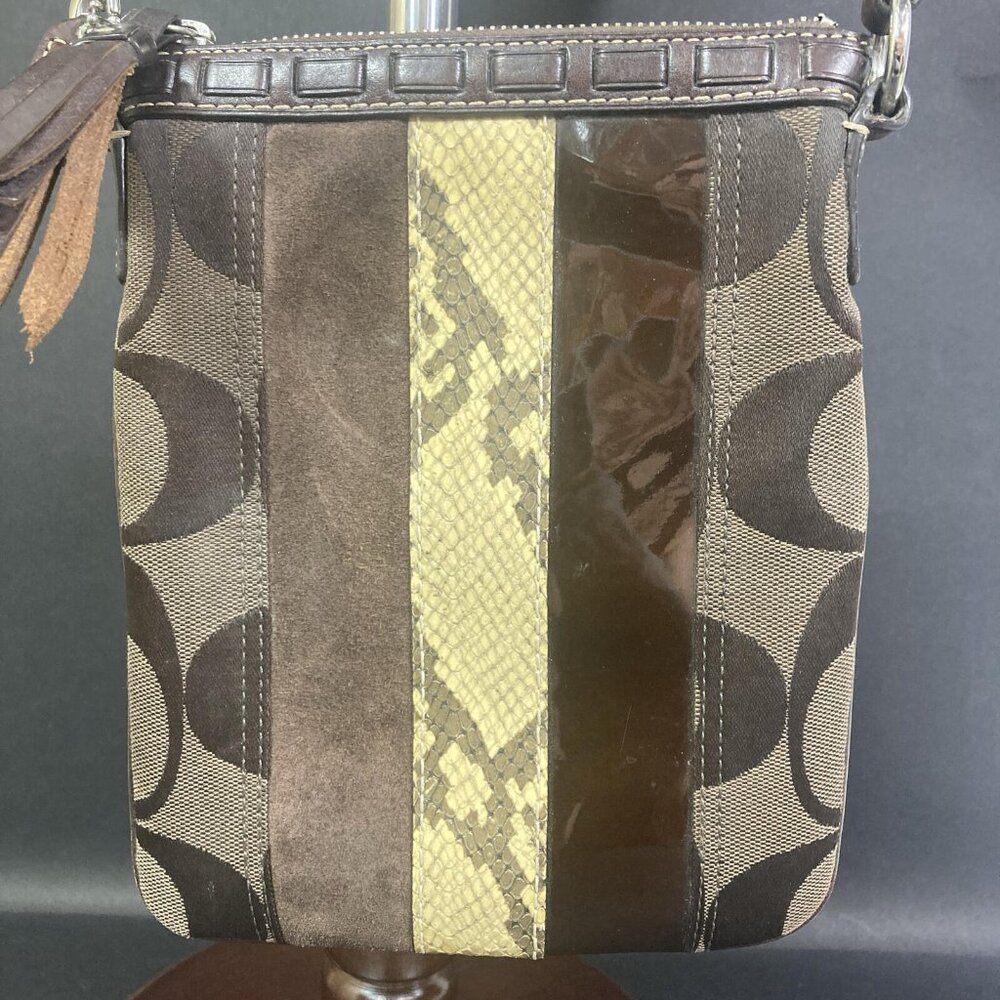 Coach Crossbody Brown Signature Python Patent Lea… - image 3